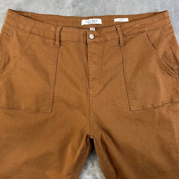 Judy Blue Carpenter Jeans Women's 24W Slim Fit Brown Stretch Utility Workwear - Picture 2 of 16